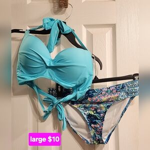 Blue Bikini Set with Paisley Bottoms